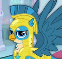 Size: 215x205 | Tagged: safe, gallus, the last problem, gameloft, looking at you, my little pony game, older, older gallus, royal guard, royal guard gallus, solo, spread wings, wings