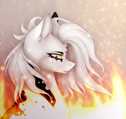 Size: 1971x1863 | Tagged: safe, artist:dawndream2003, oc, oc:sacred moon, earth pony, pony, bust, female, fire, mare, portrait, solo