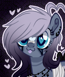 Size: 438x522 | Tagged: safe, artist:6-fingers-lover, derpibooru import, oc, oc only, oc:black abyss, earth pony, pony, :3, base used, female, heart eyes, mare, solo, tongue out, wingding eyes