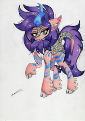 Size: 2460x3486 | Tagged: safe, artist:luxiwind, oc, oc:medley drizzle, kirin, cloven hooves, female, high res, solo, traditional art