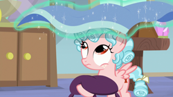 Size: 1280x720 | Tagged: safe, screencap, cozy glow, pegasus, pony, marks for effort, blanket, female, filly, magic, solo, telekinesis