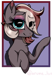 Size: 2256x3243 | Tagged: safe, artist:lux-arume, oc, oc only, oc:efflorescence, bat pony, pony, bat pony oc, female, looking at you, mare, solo, tongue out