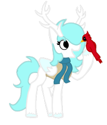 Size: 691x810 | Tagged: safe, artist:breeze the peryton, oc, oc:breeze the peryton, bird, deer, hybrid, original species, peryton, winter wrap up, art, clothes, drawing, original character do not steal, scarf, simple background, transparent background, winter wrap up vest