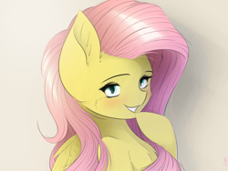 Size: 4000x3000 | Tagged: safe, artist:maneingreen, fluttershy, pegasus, pony, blushing, cheek fluff, chest fluff, ear fluff, smiley face, solo