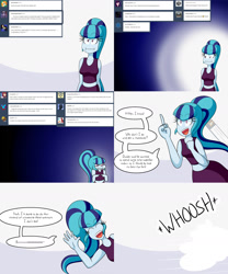 Size: 2000x2400 | Tagged: safe, artist:jake heritagu, derpibooru import, sonata dusk, comic:aria's archives, equestria girls, ask, clothes, comic, dialogue, female, midriff, speech bubble, sweat, tanktop, tumblr