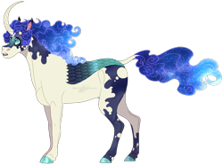 Size: 1206x895 | Tagged: safe, artist:bijutsuyoukai, oc, hybrid, female, magical lesbian spawn, offspring, parent:autumn blaze, parent:princess luna, simple background, solo, transparent background