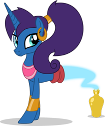 Size: 1024x1218 | Tagged: safe, artist:mlp-trailgrazer, oc, oc only, oc:ever wish, pony, unicorn, bottle, genie, simple background, solo, transparent background