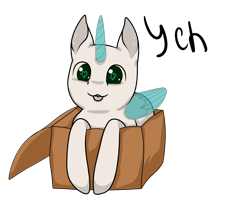 Size: 2500x2000 | Tagged: safe, artist:evlass, derpibooru import, pony, advertisement, box, commission, cute, heart eyes, looking at you, pony in a box, simple background, solo, transparent background, wingding eyes, your character here