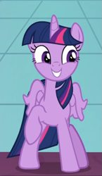 Size: 421x728 | Tagged: safe, screencap, twilight sparkle, twilight sparkle (alicorn), alicorn, school daze, cropped, cute, happy, smiling, solo, twiabetes, wings