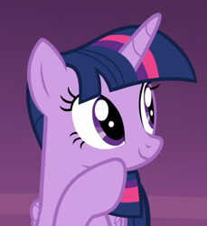 Size: 858x936 | Tagged: safe, screencap, twilight sparkle, twilight sparkle (alicorn), alicorn, school daze, cropped, cute, hoof on cheek, smiling, solo, twiabetes