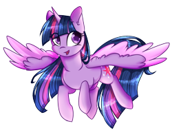 Size: 1836x1387 | Tagged: safe, artist:cloud-fly, derpibooru import, twilight sparkle, twilight sparkle (alicorn), alicorn, pony, eye clipping through hair, female, mare, simple background, solo, transparent background, two toned wings