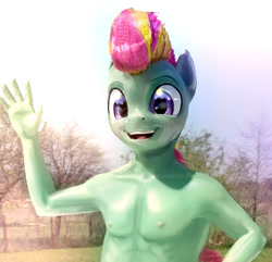 Size: 903x871 | Tagged: safe, artist:ponyguy456, edit, oc, oc:ponlets, anthro, earth pony, 3d, armpits, blender, cycles, male, nightmare fuel, render, solo, uncanny valley