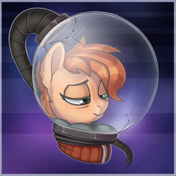 Size: 2965x2965 | Tagged: safe, artist:rexyseven, oc, oc:rusty gears, earth pony, pony, astronaut, bust, crack, female, mare, portrait, solo, spacesuit