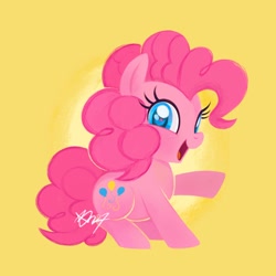 Size: 1280x1280 | Tagged: safe, artist:mn27, pinkie pie, earth pony, pony, abstract background, cute, diapinkes, female, mare, open mouth, solo