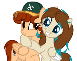 Size: 1657x1303 | Tagged: safe, artist:rioshi, artist:starshade, oc, oc only, oc:amora bunny, oc:vanilla creame, pegasus, pony, female, mare, oakland athletics, simple background, white background