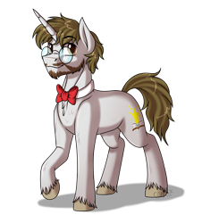 Size: 2800x3100 | Tagged: safe, artist:jack-pie, derpibooru import, oc, oc only, oc:arboreal shelter, pony, bowtie, facial hair, glasses, male, simple background, smiling, solo, stallion, transparent background