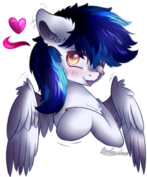 Size: 750x900 | Tagged: safe, artist:kindny-chan, oc, oc:onex, pegasus, pony, bust, male, one eye closed, portrait, simple background, solo, stallion, transparent background, wink