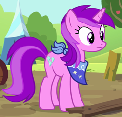 Size: 542x519 | Tagged: safe, derpibooru import, screencap, amethyst star, sparkler, pony, unicorn, brotherhooves social, background pony, bandana, cropped, female, mare, solo