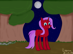 Size: 765x570 | Tagged: safe, artist:luyna, derpibooru exclusive, oc, pony, unicorn, full moon, glowing horn, horn, moon, night, tree