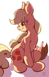 Size: 1248x1952 | Tagged: safe, artist:tohupo, applejack, earth pony, pony, applejack's hat, cowboy hat, female, hat, mare, simple background, sitting, solo, white background