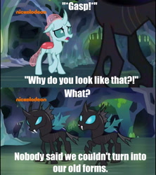 Size: 1920x2160 | Tagged: safe, derpibooru import, edited screencap, screencap, ocellus, changedling, changeling, what lies beneath, cave, comic, image macro, meme, nightmare cave, screencap comic