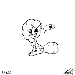 Size: 512x512 | Tagged: safe, artist:ozzyg, oc, oc only, oc:eureka, pony, unicorn, monochrome, sitting