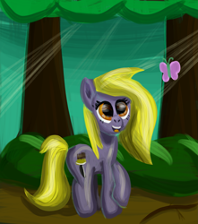 Size: 1699x1926 | Tagged: safe, artist:platinumdrop, oc, oc only, butterfly, earth pony, pony, solo, unnamed oc