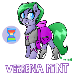 Size: 1400x1400 | Tagged: safe, artist:frecklesfanatic, derpibooru import, oc, oc only, oc:verbena mint, earth pony, pony, commission, female