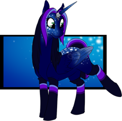 Size: 739x729 | Tagged: safe, artist:mythpony, derpibooru import, oc, oc only, oc:myth, alicorn, pony, clothes, female, horn ring, mare, socks, solo