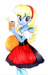 Size: 2322x3633 | Tagged: safe, artist:liaaqila, oc, oc:azure/sapphire, equestria girls, beer maiden, cider, clothes, crossdressing, dirndl, dress, femboy, male, oktoberfest