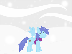 Size: 2384x1805 | Tagged: safe, artist:oceanbreezebrony, blue october, blueberry muffin, pegasus, pony, clothes, female, mare, scarf, snow, solo