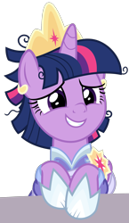 Size: 1788x3088 | Tagged: safe, artist:sketchmcreations, twilight sparkle, twilight sparkle (alicorn), alicorn, the last problem, adorkable, awkward smile, clothes, coronation dress, crown, cute, dork, dress, female, jewelry, mare, messy mane, regalia, second coronation dress, simple background, solo, transparent background, twiabetes, vector