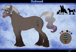 Size: 1288x886 | Tagged: safe, artist:bijutsuyoukai, derpibooru import, oc, oc:redwood, earth pony, pony, male, offspring, parent:burnt oak, parent:mayor mare, reference sheet, solo, stallion