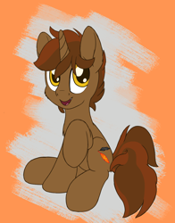 Size: 2750x3500 | Tagged: safe, artist:litrojia, oc, oc only, oc:shadowheart, pony, unicorn, abstract background, gift art, golden eyes, high res, male, open mouth, solo, stallion