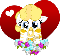 Size: 5000x4673 | Tagged: source needed, safe, artist:jhayarr23, part of a set, oc, oc only, oc:golden heart, zebra, albino, cute, ear piercing, earring, flower, heart, jewelry, looking at you, ocbetes, piercing, show accurate, simple background, solo, transparent background, ych result