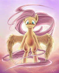 Size: 1300x1600 | Tagged: safe, artist:sayaal, derpibooru import, fluttershy, pegasus, pony, sitting, solo