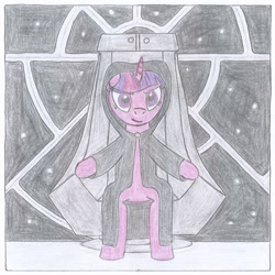 Size: 1476x1476 | Tagged: safe, artist:minux86, derpibooru import, twilight sparkle, emperor palpatine, solo, star wars, traditional art