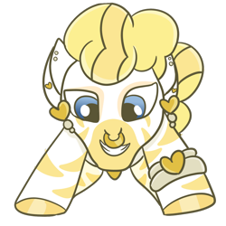 Size: 894x894 | Tagged: safe, artist:redpalette, oc, oc only, oc:golden heart, zebra, albino, piercing, simple background, solo, transparent background