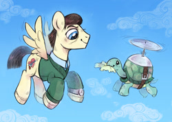 Size: 800x570 | Tagged: safe, artist:kessavel-art, tank, pegasus, pony, tortoise, deforest kelley, ponified