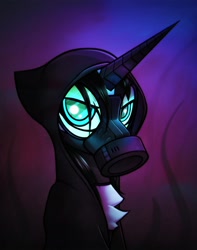 Size: 3000x3802 | Tagged: safe, artist:fenixdust, oc, oc:culpa, unicorn, clothes, gas mask, mask