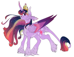 Size: 2996x2315 | Tagged: safe, artist:loladotz, twilight sparkle, twilight sparkle (alicorn), alicorn, classical unicorn, pony, unicorn, alternate design, cheek fluff, chest fluff, cloven hooves, ear fluff, leonine tail, simple background, solo, transparent background, unshorn fetlocks, updated, updated design