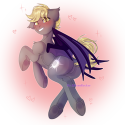 Size: 3000x3000 | Tagged: safe, artist:allisonbacker, derpibooru import, oc, oc only, oc:night striker, bat pony, pony, bat pony oc, blushing, floppy ears, frog (hoof), high res, looking at you, looking back, looking back at you, male, plot, solo, underhoof, ych result