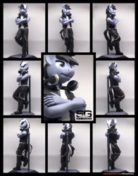 Size: 1316x1677 | Tagged: safe, artist:prodius, oc, oc only, anthro, digitigrade anthro, anthro oc, chains, clothes, commission, craft, crossed arms, figurine, headphones, irl, leaning back, male, photo, raised leg, sculpey, sculpture, solo, tattoo, traditional art, vest