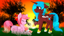 Size: 1500x842 | Tagged: safe, artist:xgalacticxstudios18x, oc, pony, chatting, colored, friendship