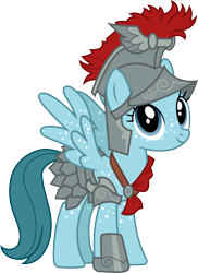 Size: 3000x4128 | Tagged: safe, artist:cloudyglow, derpibooru import, idw, bella breeze, pony, legends of magic, spoiler:comic, armor, female, helmet, idw showified, mare, simple background, smiling, solo, transparent background, vector