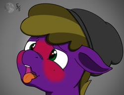 Size: 1267x976 | Tagged: safe, artist:wyntermoon, oc, oc:wyntermoon, pony, ahegao, beanie, blushing, hat, heart eyes, male, moles, multicolored hair, open mouth, simple background, solo, stallion, tongue out, wingding eyes