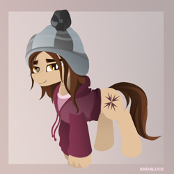 Size: 1000x1000 | Tagged: safe, artist:andaluce, derpibooru exclusive, oc, oc only, oc:gray focus, earth pony, clothes, hoodie, solo