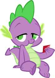 Size: 2299x3220 | Tagged: safe, artist:memnoch, spike, dragon, eating, gem, simple background, sitting, solo, stupid sexy spike, transparent background, vector