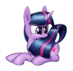 Size: 3070x3000 | Tagged: safe, artist:sheeppony, twilight sparkle, pony, biting, female, mare, nom, prone, silly, silly pony, simple background, solo, tail bite, transparent background