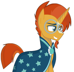 Size: 2530x2469 | Tagged: safe, artist:sapphireartemis, derpibooru import, sunburst, pony, unicorn, clothes, glasses, male, robe, simple background, solo, stallion, sunburst's glasses, sunburst's robe, transparent background